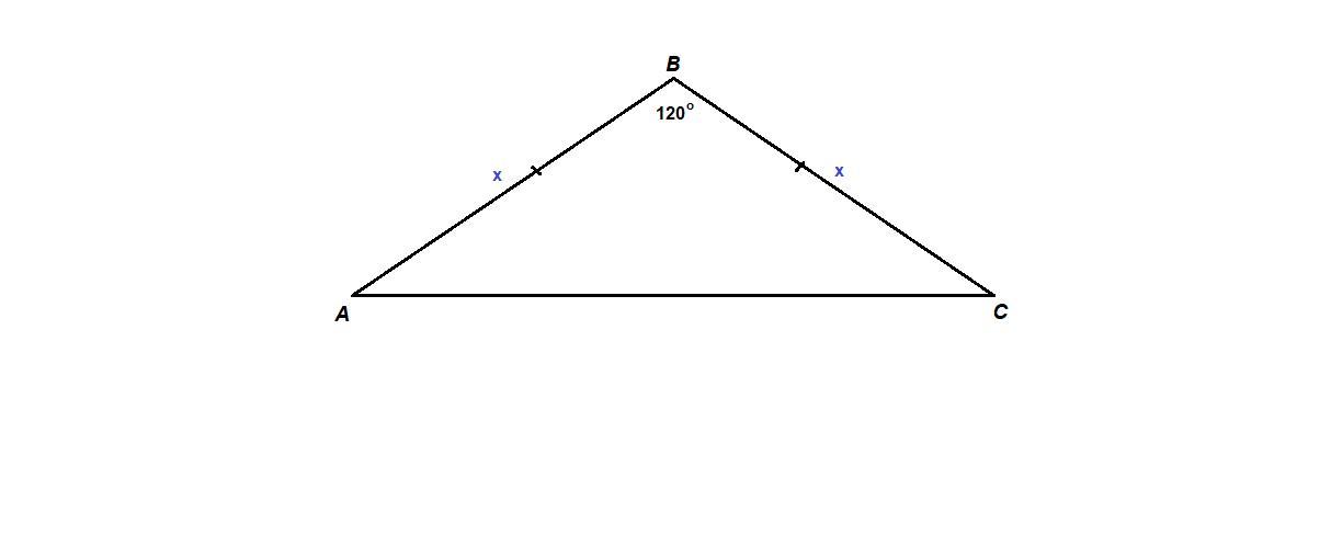 Треугольнике угол равен 120 найдите. Равнобедренный треугольник с углом 120 градусов.