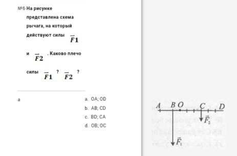 Укажите плечо рычага на которое действует сила f1 см рисунок